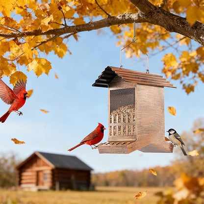 Bird Feeders for Outdoors, 8LBS Large Capacity Hanging Metal Wild Bird Seed Feeder for Outside Finch Cardinal Blue Jay and More