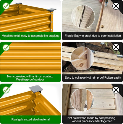 Land Guard Galvanized Raised Garden Bed with Legs, Galvanized Planter Raised Garden Boxes Outdoor, Oval Large Metal Raised Garden Beds for Vegetables(Yellow)………