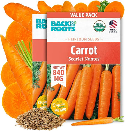 Back to The Roots 100% Organic Heirloom Seeds - Carrot Value Pack (840mg Total)