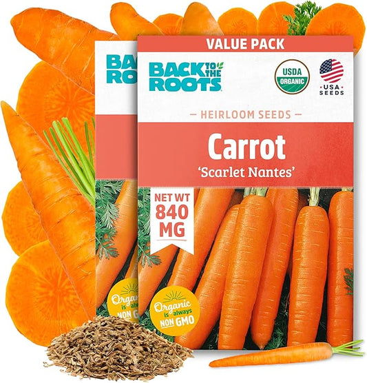Back to The Roots 100% Organic Heirloom Seeds - Carrot Value Pack (840mg Total)