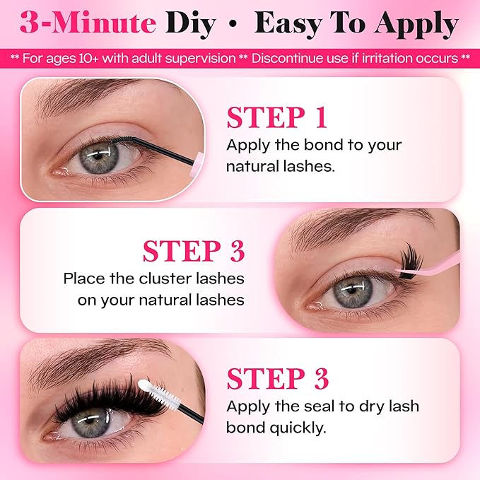 FANXITON Lash Clusters with Spiky Lash Clusters Volume Eyelash Clusters 10-18MM Thick Individual Lashes D Curl Cluster Eyelash Extensions 3D DIY Lash Extension at Home