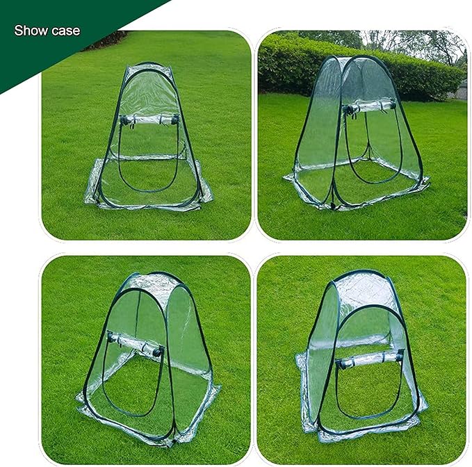 porayhut Pop Up Greenhouse Cover ,Pack of 2 Pcs,Flower House Mini Gardening Plant Flower Sunshine Room Room,Backyard PVC Greenhouse Cover for Cold Frost Protector Gardening Plants