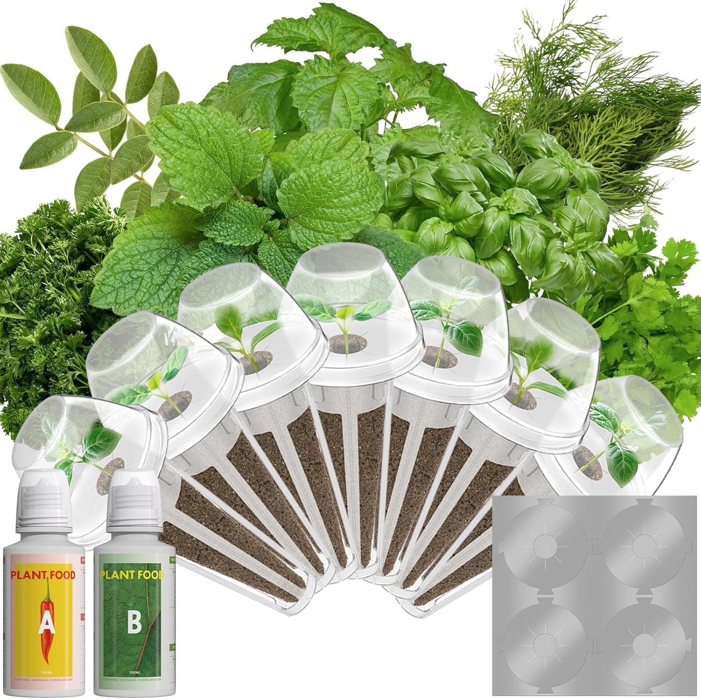 Gourmet Herb Seed Pods for AeroGarden, Ahopegarden, iDOO Hydroponics Growing System Indoor, 400+ Seeds, Germination Kits Include Basil, Cilantro, Dill, Parsley, Mint, Shiso, Liquorice(7-Pods)