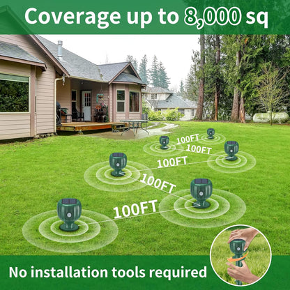 Solar Powered Mole Repellent, 6 Pack Ultrasonic Snake Repellent Outdoor, Waterproof Screw Shape Sonic and Vibration Mole Deterrent Stakes, Get Rid of Voles, Gophers, Groundhogs for Lawns & Garden