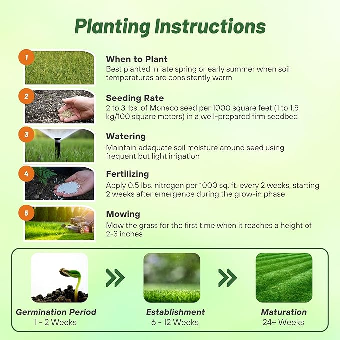 Outsidepride Monaco Bermuda Grass Seed - 2 lbs. Drought-Tolerant, Dense, Wear-Resistant Turf Grass Seeds for Lawn, Sports Fields, & High-Traffic Areas - Ideal for Warm-Season & Transition Zone Areas