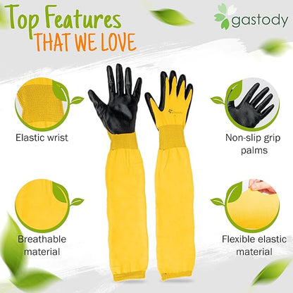 Gastody™ Long Sleeve Gardening Gloves Women and Men - Long Cuff Garden Gloves, Multipurpose Heavy Duty Outdoor and Indoor