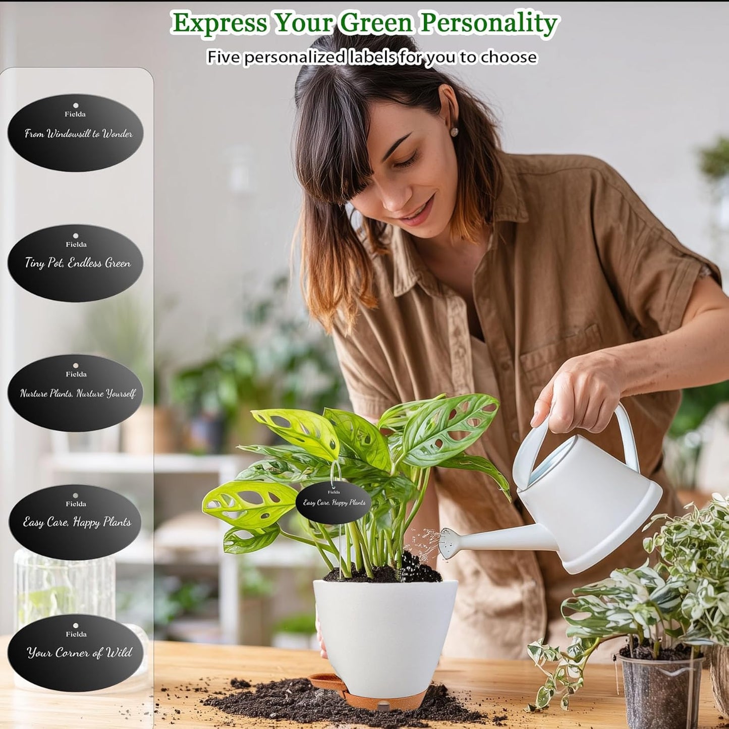 6 Inch Self Watering Pots for Indoor Plants (5-Pack) – Small Plastic Planters with Water Window, Drainage Holes & Trays, Indoor Outdoor Flower Pots for Herbs, Succulents, Home Garden Decor (White)