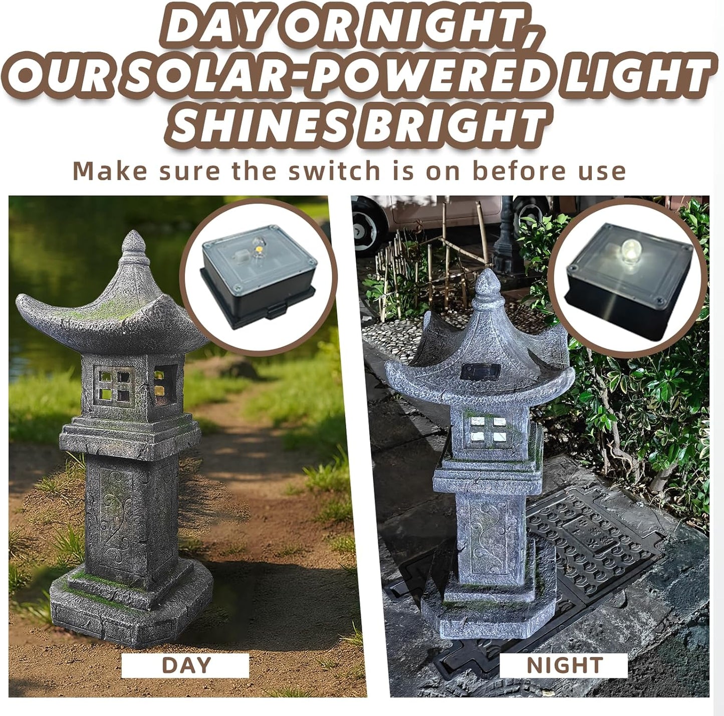 Solar-Powered Pagoda Lamp