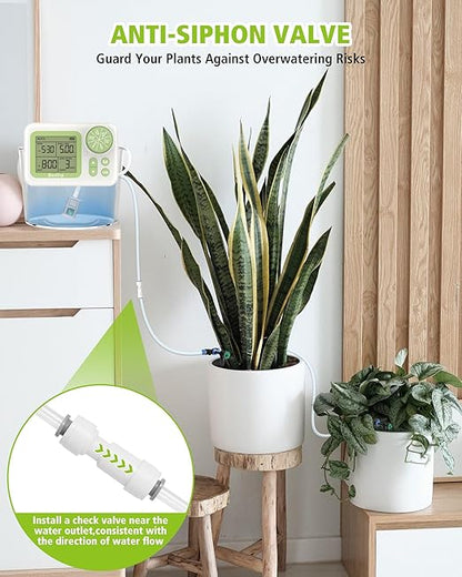 Greennote Automatic Watering System for Indoor Plants - DIY Quick-Connect Kit with Stabilized Flow Emitters, 15 Potted Houseplants Support, Effortless Setup