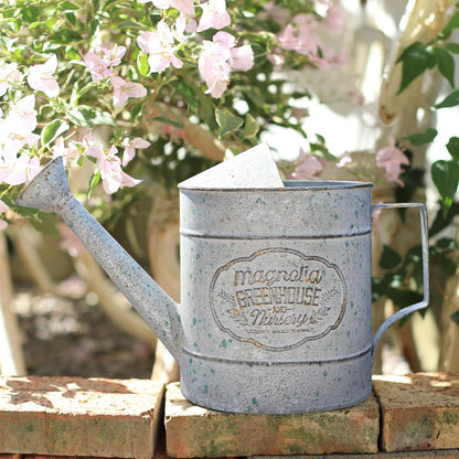 Vintage Metal Watering Can with Handle Rustic Farmhouse Watering Can Flower Pot Distressed Decorative Planter for Indoor Outdoor Garden Balcony Courtyard (Gray)