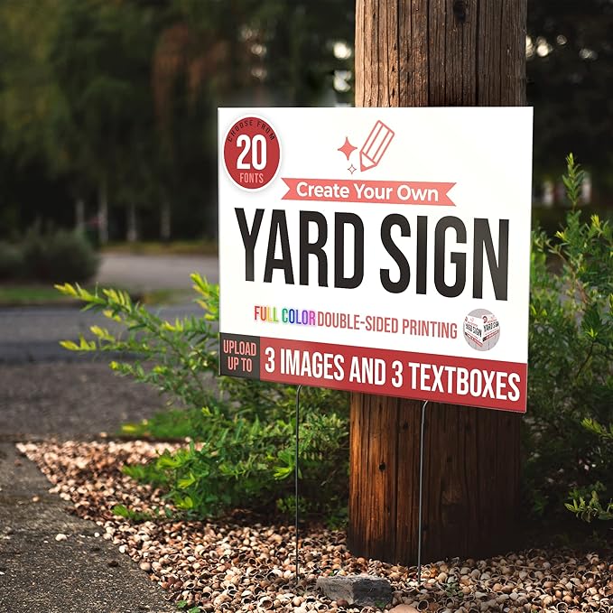 24x18" Double Sided Custom Yard Sign with Metal Stakes, Personalized Full Color Corrugated Yard Sign for Outdoors, Front and Back Custom Printed Personalized Lawn Signs 10 Pack (Design 3)