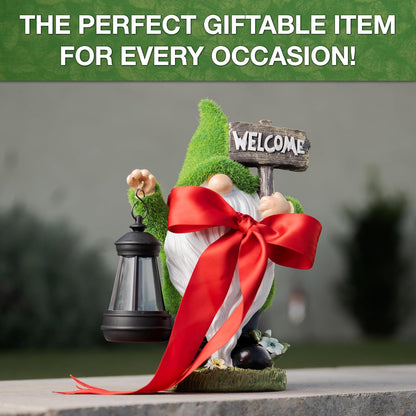 Garden Gnomes Outdoor with LED Solar Light - 11’’ - Original Design - Funny Gnome Decorations, Ornaments - Home, Yard, Patio, Solar Lantern Garden Statues - Housewarming Gift, Birthday & Holiday Gifts