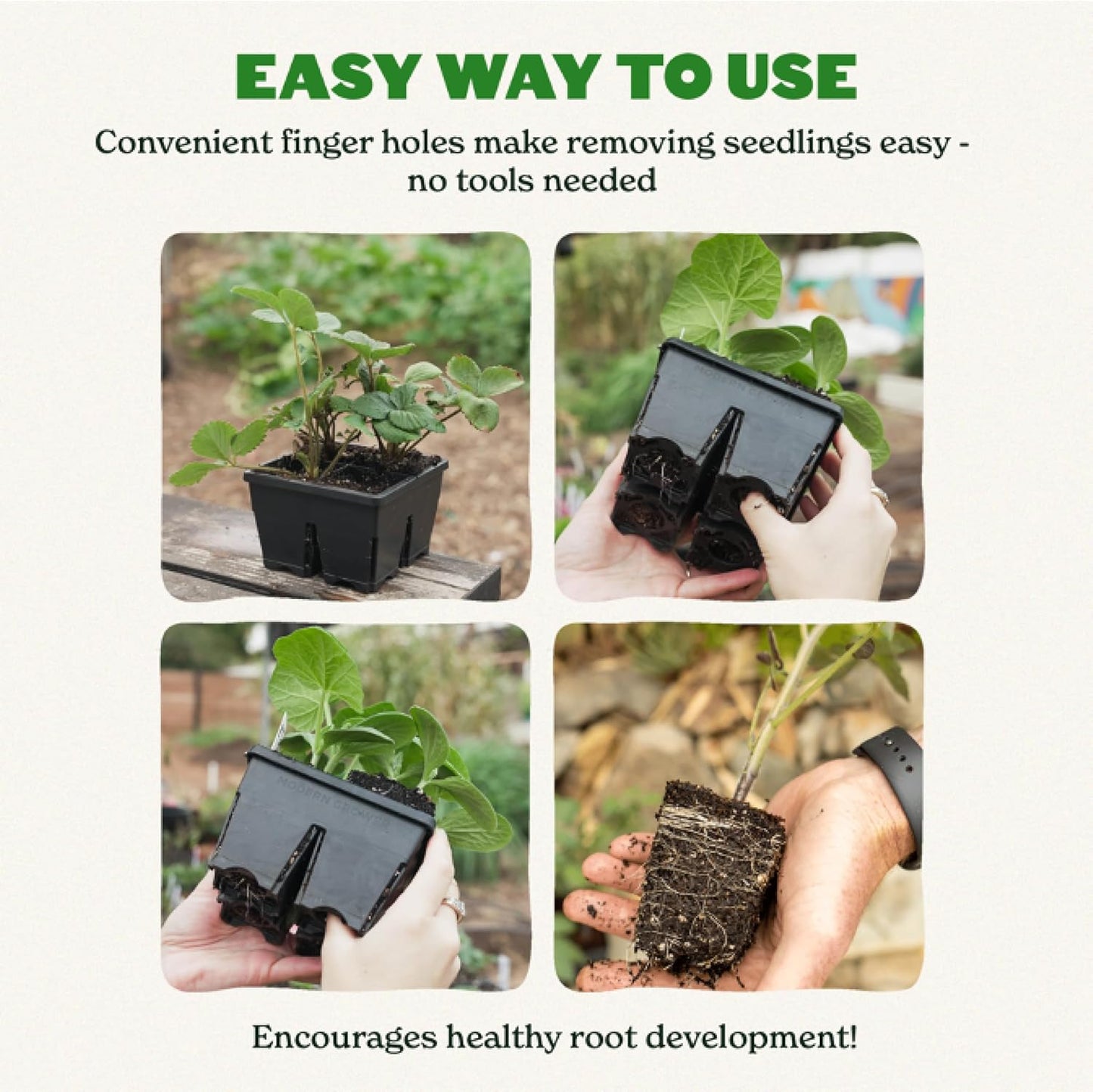 Epic Gardening Reusable Seed Starter Tray - 4 Cell 4"/64 Seedling Starter Trays - Easy Watering, Indoor Greenhouse, Plant Starter, Gardener-Friendly for Seedlings | UV-Treated & BPA-Free - Black