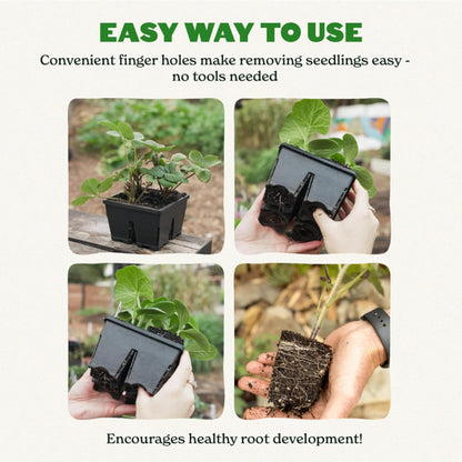 Epic Reusable Seed Starter Tray - Easy Watering Seed Starting Trays - Gardener Friendly Plant Trays for Seedlings | UV-Treated BPA-Free Seedling Tray -4-Cell 4" Seed Starting Trays - Black /4 Trays