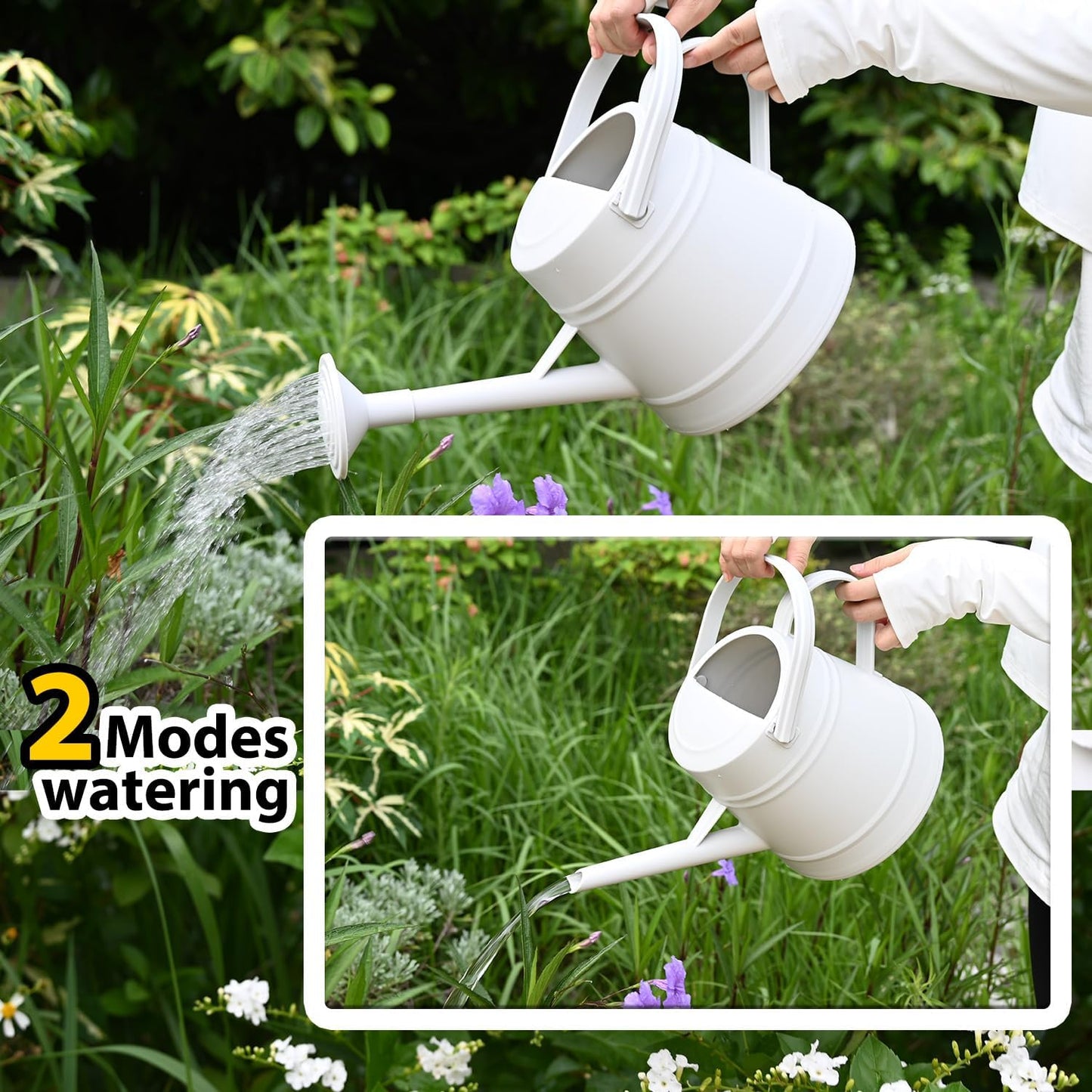 1 Gallon Watering Can for Plants, Watering Cans for Indoor&Outdoor Gardening, Water Can with Ergonomic Movable Handle (Gray)