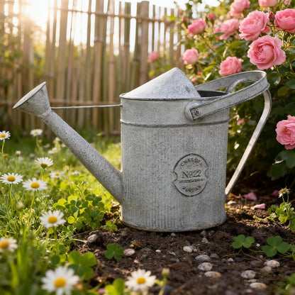 Vintage Metal Watering Can with Handle Rustic Farmhouse Watering Can Flower Pot Distressed Decorative Planter for Indoor Outdoor Garden Balcony Courtyard (Gray#2)