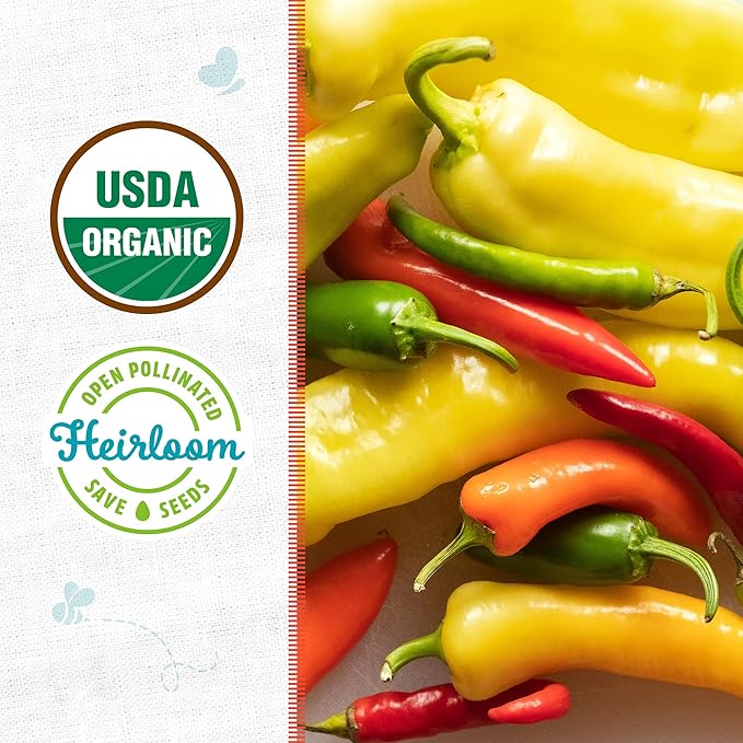 Back to The Roots 100% Organic Heirloom Seeds - Hot Pepper Medley Value Pack (280mg Total)