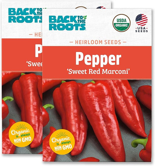 Back to The Roots 100% Organic Heirloom Seeds - Long Sweet Red Pepper Value Pack (280mg Total)