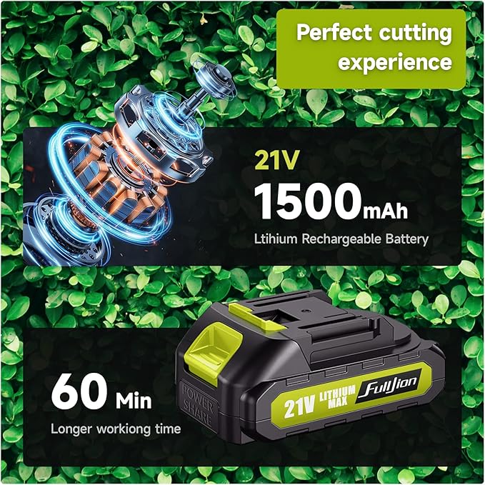 Hedge Trimmer Cordless,2 in 1 Hedge Shrub Grass Shears,21 V Electric Hedge Trimmer Grass Cutter Bush Trimmer with 2 PCS Rechargeable Battery for Garden, Lawn, Yard (Black)