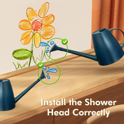 Watering Can for Indoor Outdoor Plants, Modern Small Watering Cans with Removable Nozzle, Long Spout Watering Can for Indoor Bonsai Plants Garden Flowers 1/2 Gallon 1.8L 60OZ (Dark Blue)