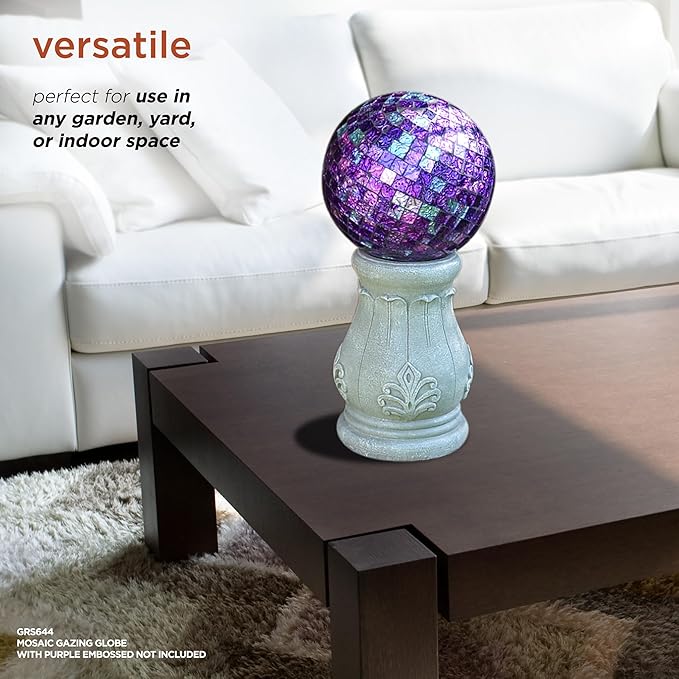 Alpine Corporation 12" Tall Indoor/Outdoor Roman Column Gazing Globe Display Stand