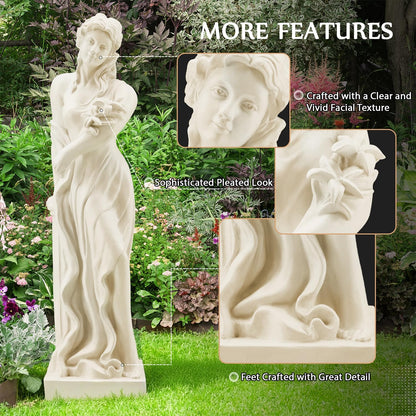 Nymph Garden Statue Large, 51" H Goddess of Spring Flowers Roman Style Sculpture Decoration, Outdoor Statue for Patio Lawn Porch Decor