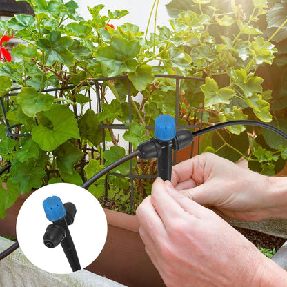 30-Pack Drip Irrigation Emitters Sprayers, Drippers on 5"/13mm Stake Adjustable 360 Degree Water Flow 8 Holes for 1/4" Drip Irrigation Tubing for Watering System [Blue, Drip]