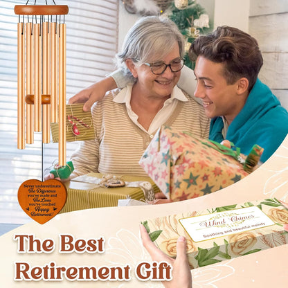 Retirement Gifts for Women, 36" Retirement Wind Chime for Women Men, Happy Retirement for Friends Teachers Nurse Boss Colleague Female, Going Away Gifts, 36" Garden Decorations for Outside