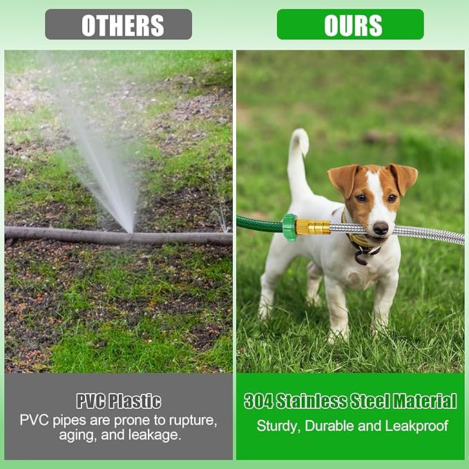 Short Garden Hose with Female to Female Connector, 3ft Metal Leakproof Hose for Hose Reel (3ft)