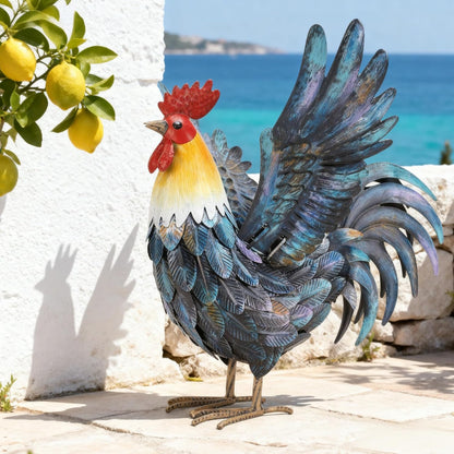 Metal Rooster Decor Garden Statue Yard Art Decoration Outdoor Chicken Kitchen Decor for Backyard Patio Kitchen Lawn for Women Mom