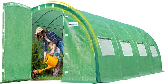 Quictent Premium Greenhouse Swing Door Large Walk-in Green Houses for Outdoors, Upgraded Tunnel Hoop House Frame and Cover for Outside Garden Plant, 2 Swing Door 8 Screen Window, 20x10x6.6 FT, Green