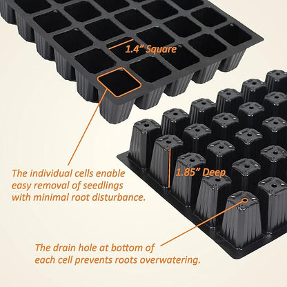 Gardzen 5-Set Seed Starter Tray Kits, Durable Plant Germination Trays with Humidity Vented Domes and Bases, Ideal for Seed Starting, Indoor Gardening, and Greenhouse (Total 200 Cells)