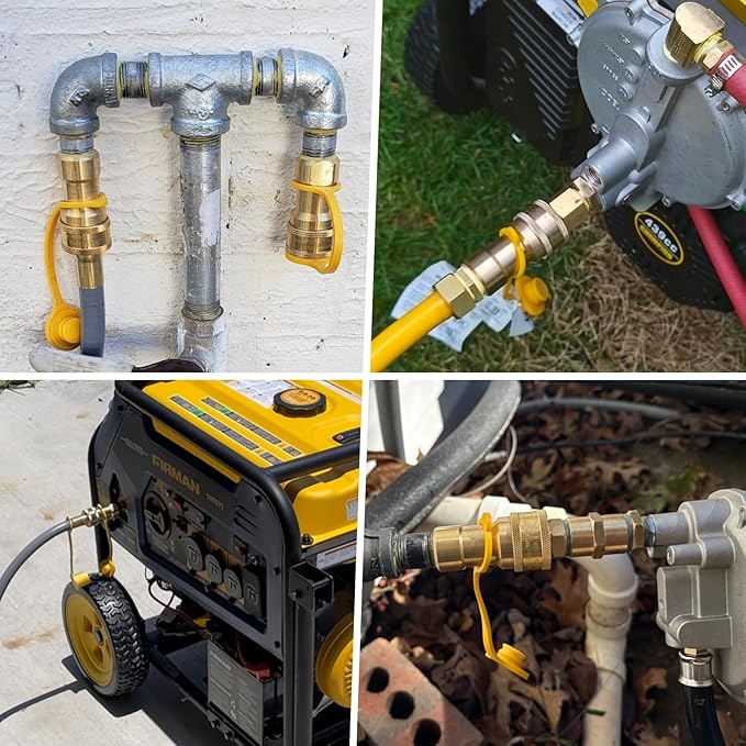 Natural Gas Quick Connect Fitting,2PCS 3/4 Solid Brass Quick Release Fittings for BBQ Grill, RV, Propane or Natural Gas Hose (3/4 Gas Quick Connect)