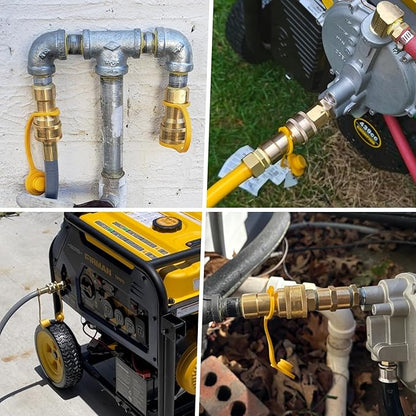 Natural Gas Quick Connect Fitting,2PCS 3/4 Solid Brass Quick Release Fittings for BBQ Grill, RV, Propane or Natural Gas Hose (3/4 Gas Quick Connect)