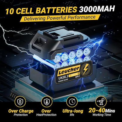 Leaf Blower Cordless,Hand Held Blower with 21V*2 Pcs Batteries,300000RPM Turbo Jet Blower,Portable Leaf Blower for Patio Cleaning,Lawn Care, Leaves and Dust