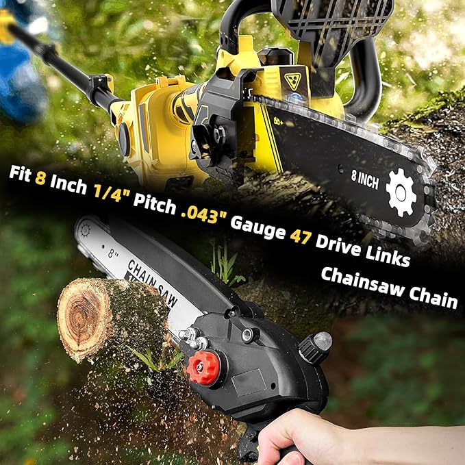 5 Pack 8 Inch Chainsaw Chain 1/4" Pitch .043" Gauge 47 Drive Links, Replacement Pole Saw Chain Low Kickback Fit for IMOUMLIVE 8 Inch Chainsaw and More (5 Chains)