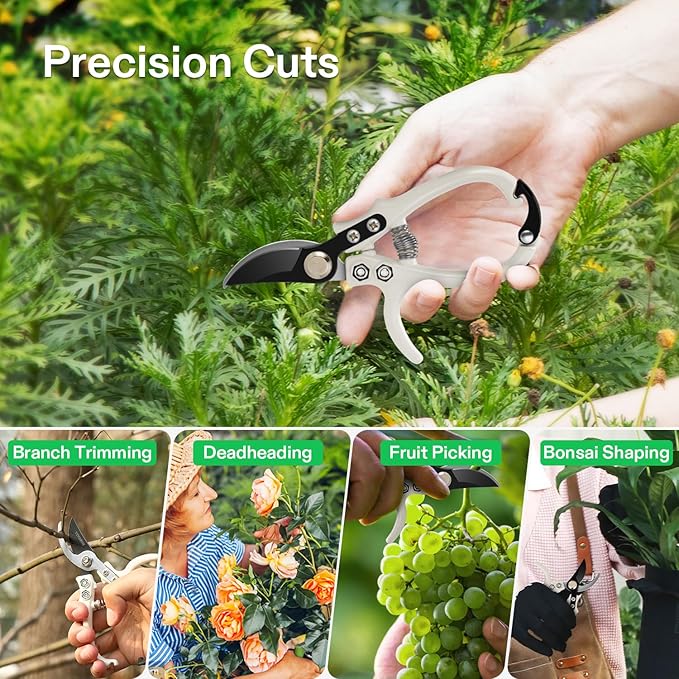 VIVOSUN Garden Shears, Lightweight Plant Pruners for Gardening, Bypass Pruning Shears for Cutting Flowers, Trimming Branches, Indoor Plant Shears, Stylish Q-Shaped Garden Tools for Women Men