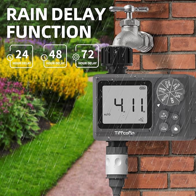 New Programmable Water Volume Control Sprinkler Timer, Water Duration Control Hose Timer with Water Meter, Auto and Manual Watering for Irrigation, Garden and Drip System (1 Pack)