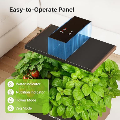 SUNCOZE Hydroponics Growing System Kit, 20 Pods Indoor Herb Garden with 10L Water Tank & Adjustable Height 25", 36W LED Grow Light, LCD Display with Veg/Flower Modes, Pump & Low Water Reminder, Black