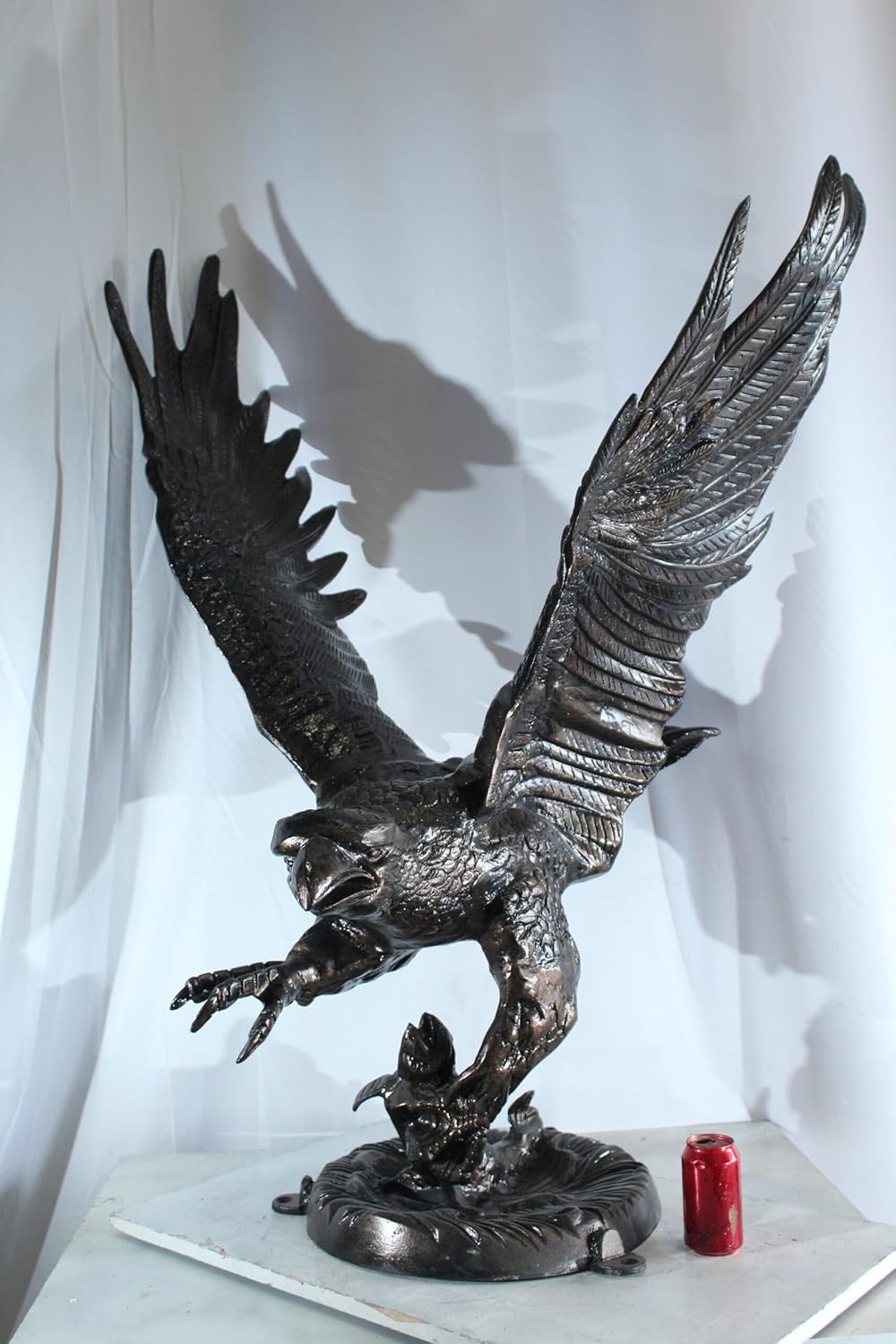 NIFAO Large Aluminum Eagle Statue with Wings Spread in Flight – Bronze-Style Wildlife Décor for Home & Garden – 40" x 35" x 51"H