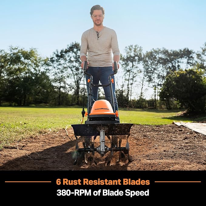 LawnMaster TE1016M Electric Tiller 12-Amp, 16-Inch