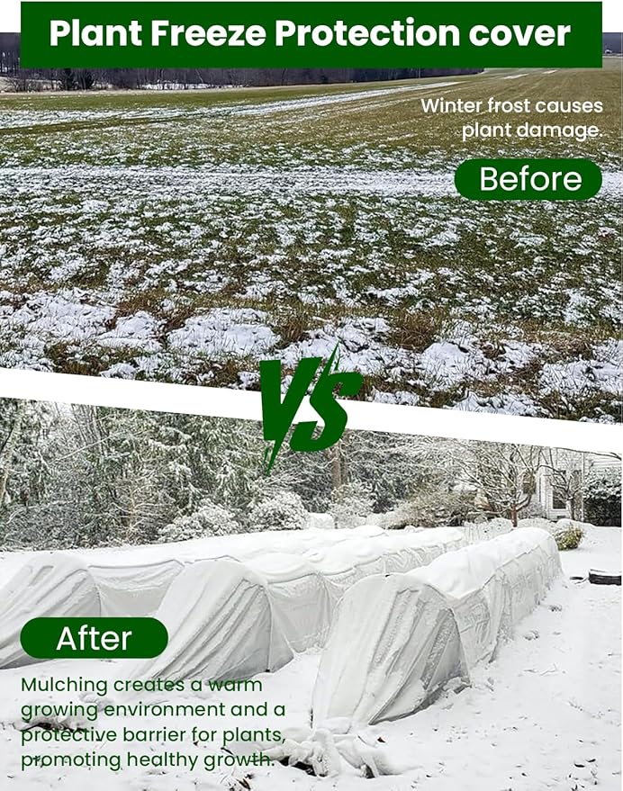 Plant Covers Freeze Protection, 10 ft x 33 ft 1.0 oz/yd² Reusable Frost Protection Floating Row Cover, Frost Blankets for Plants, Frost Cloth for Cold Weather Snow, Winter Frost Pests Protection
