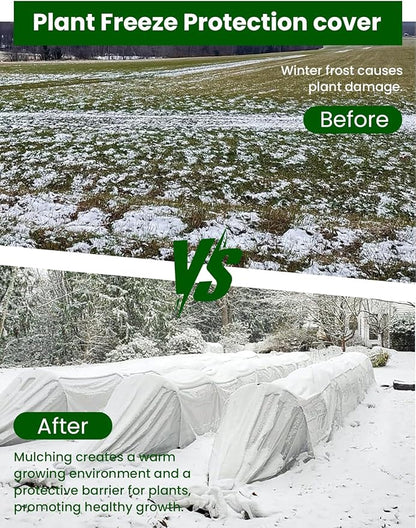 Plant Covers Freeze Protection, 10 ft x 33 ft 1.0 oz/yd² Reusable Frost Protection Floating Row Cover, Frost Blankets for Plants, Frost Cloth for Cold Weather Snow, Winter Frost Pests Protection
