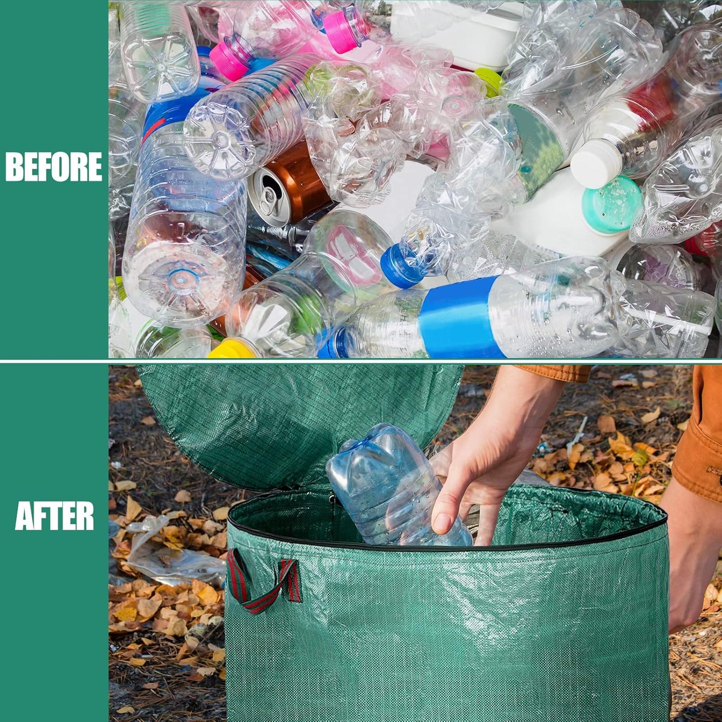 Kingdder 2 Pack 132 Gallon Reusable Yard Waste Bags with Lid and Handle Collapsible Extra Large Lawn Bag Holder Heavy Duty Leaf Bins Garden Container for Garbage Outdoor Clean Up Debris Leaves Grass