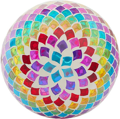 Alpine Corporation - Outdoor Glass Gazing Globe with Mosaic Teardrop Design -10 Inch Diameter, Multicolor