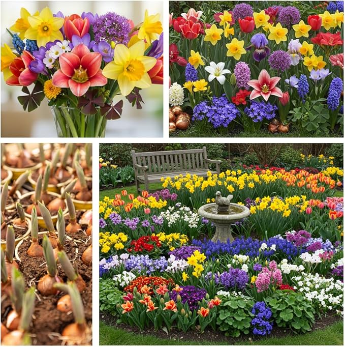 Complete Spring and Fall Flower Garden | 50 Fresh Bulbs | Bloom All Spring and Summer, Easy to Grow Flower Bulb, Indoor/Outdoor
