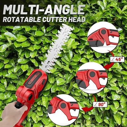 24V Cordless Grass Shears, 2200RPM 2-in-1 Handheld Electric Grass Cutter/Shrubbery Trimmers, Mini Shrub Trimmer Battery Operated Hedge Trimmer with 2Pcs 2.0Ah Batteries and Charger Included