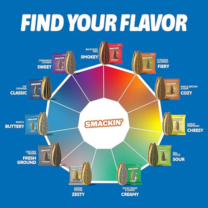 SMACKIN' Sunflower Seeds, Roasted Jumbo Small-Batch, American Made - Cinnamon Churro. 1.5oz bags (6 Pack)