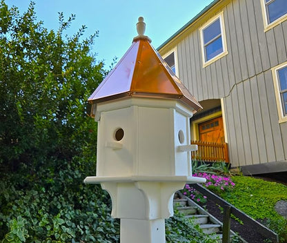 Amish Handmade Birdhouse with Copper Roof, Bird Watching (Copper Roof, 4 Compartments)