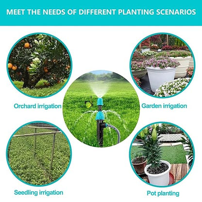 Drip Irrigation System,50FT Main Pipe and 16FT Branch Pipe,10 Adjustable Drippers with Piles, Quick Socket Connection.Plant Watering System of Garden Potted Elevated Garden Bed.(Dual-Purpose Nozzle)
